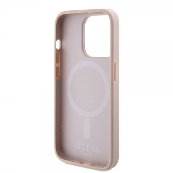 Guess iPhone 15 Pro Cover Saffiano MagSafe Rosa