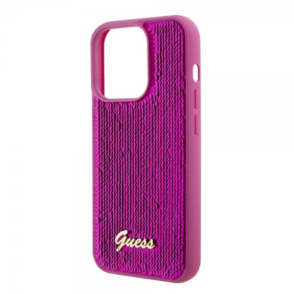 Guess iPhone 15 Pro Cover Sequin Fuschia