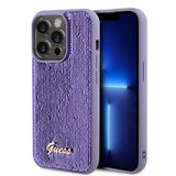 Guess iPhone 15 Pro Cover Sequin Lilla