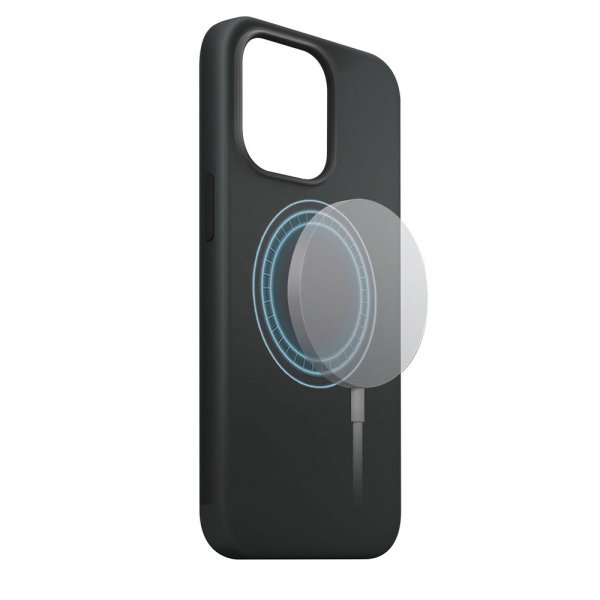 Xqisit iPhone 15 Pro Skal Silikonecover MagSafe Sort
