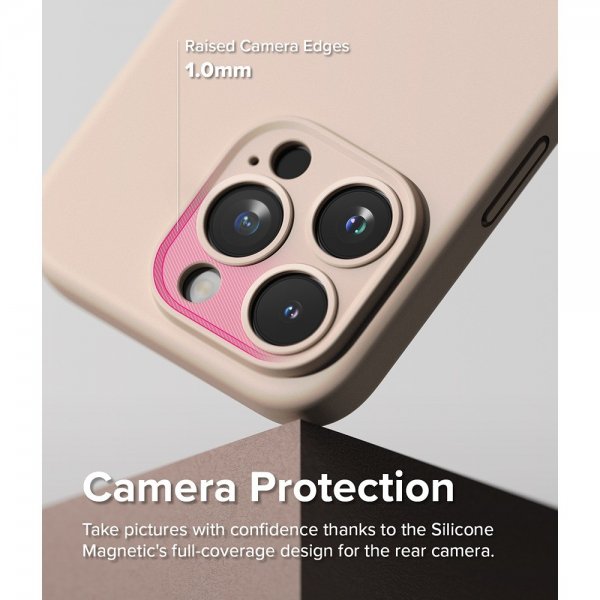 Ringke iPhone 15 Pro Cover Silikone Magnetic Pink Sand