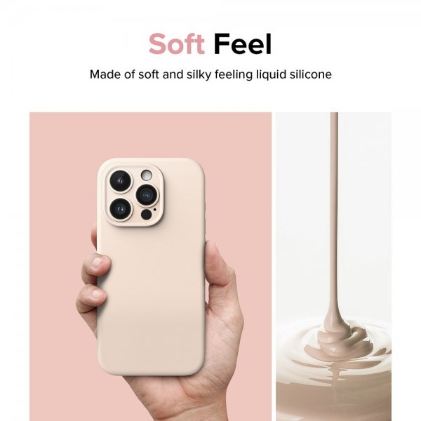 Ringke iPhone 15 Pro Cover Silikone Magnetic Pink Sand
