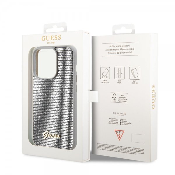 Guess iPhone 15 Pro Cover Square Mirror Silver
