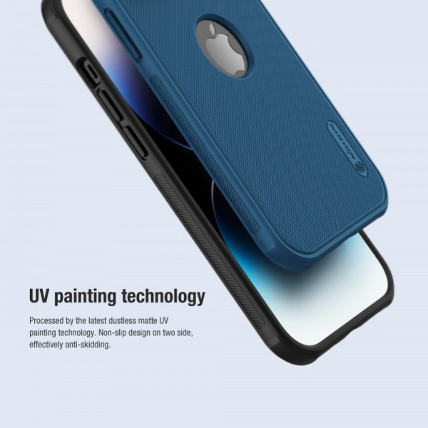 Nillkin iPhone 15 Pro Cover Super Frosted Shield Pro Logo Hul Blå