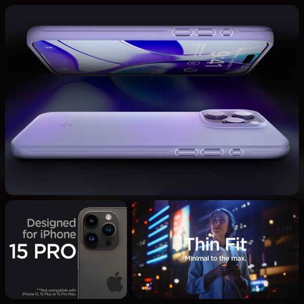 Spigen iPhone 15 Pro Cover Thin Fit Iris Purple