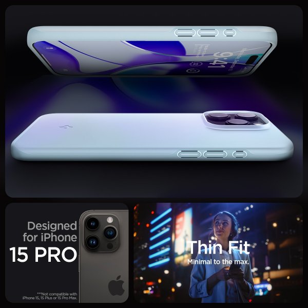 Spigen iPhone 15 Pro Cover Thin Fit Mute Blue