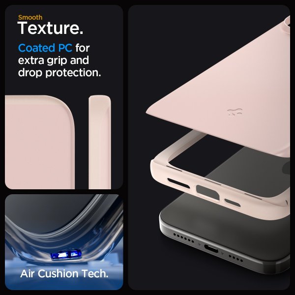 Spigen iPhone 15 Pro Cover Thin Fit Pink Sand