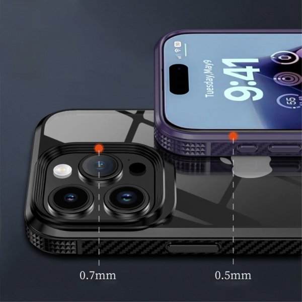 Ipaky iPhone 15 Pro Cover Gennemsigtig Bagside Blå