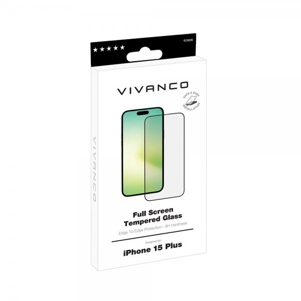 Vivanco iPhone 15 Plus Skærmbeskyttelse Fuld Skærm