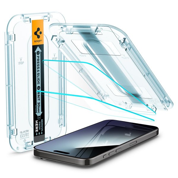 Spigen iPhone 15 Pro Skærmbeskyttelse GLAS.tR EZ Fit 2-pak