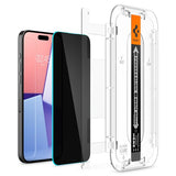 Spigen iPhone 15 Pro Skærmbeskyttelse GLAS.tR EZ Fit Privacy 2-pak