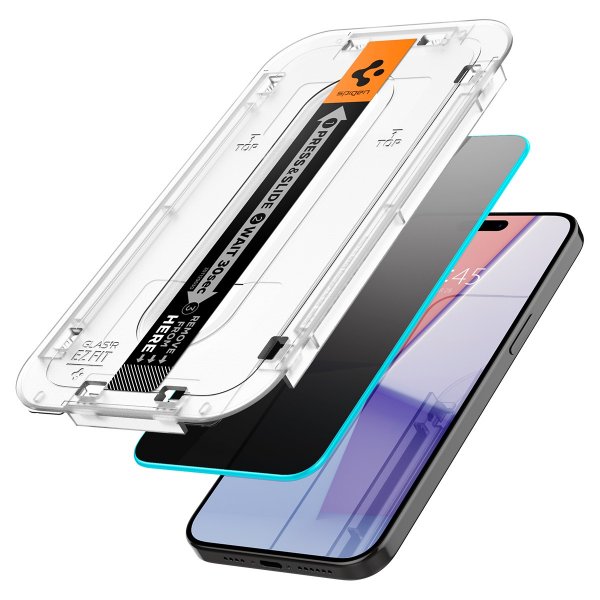 Spigen iPhone 15 Pro Skærmbeskyttelse GLAS.tR EZ Fit Privacy 2-pak