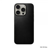 Nomad iPhone 15 Pro Skin Magnetic Leather Back Horween Sort