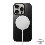 Nomad iPhone 15 Pro Skin Magnetic Leather Back Horween Sort