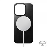 Nomad iPhone 15 Pro Skin Magnetic Leather Back Horween Sort