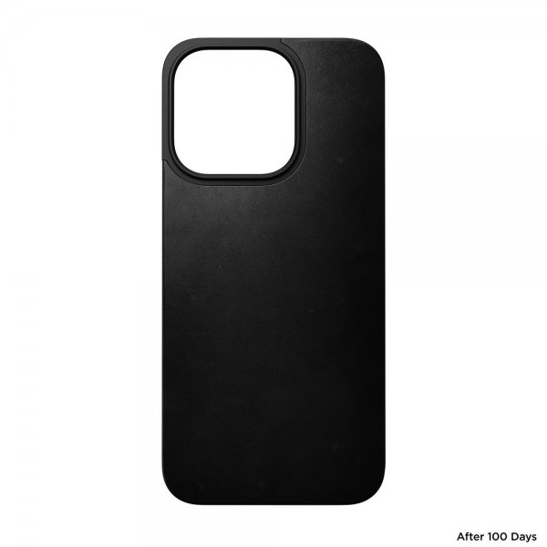 Nomad iPhone 15 Pro Skin Magnetic Leather Back Horween Sort