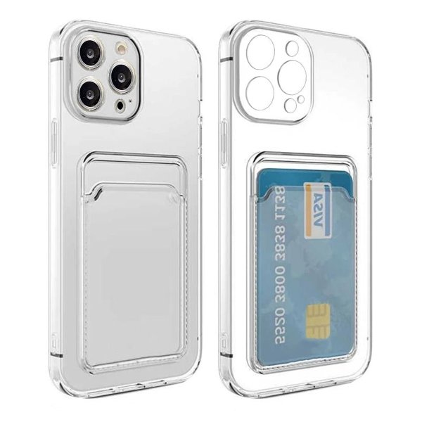 iPhone 15 Pro Cover Kortholder Stødsikkert Transparent