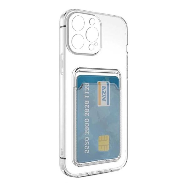 iPhone 15 Pro Cover Kortholder Stødsikkert Transparent