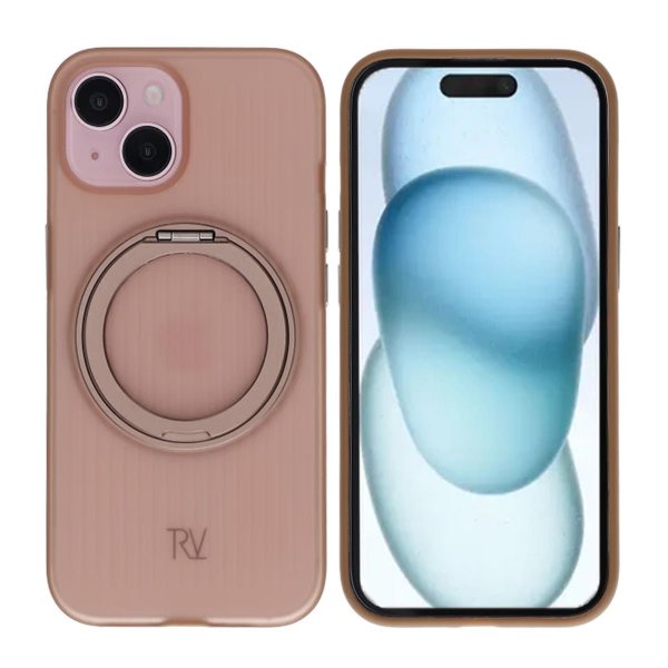 Rvelon iPhone 15 Cover Drejeligt MagSafe Stativ Brun
