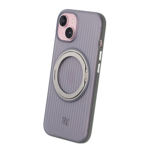Rvelon iPhone 15 Cover Drejbar MagSafe Stand Grå