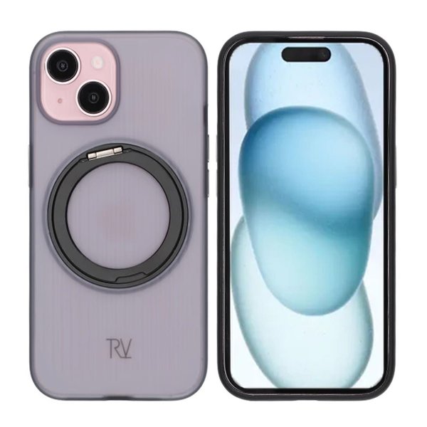Rvelon iPhone 15 Cover Drejelig MagSafe Stand Sort
