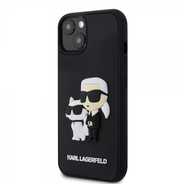 Karl Lagerfeld iPhone 15 Cover 3D Rubber Karl & Choupette Sort