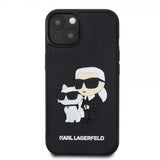 Karl Lagerfeld iPhone 15 Cover 3D Rubber Karl & Choupette Sort