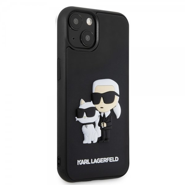 Karl Lagerfeld iPhone 15 Cover 3D Rubber Karl & Choupette Sort