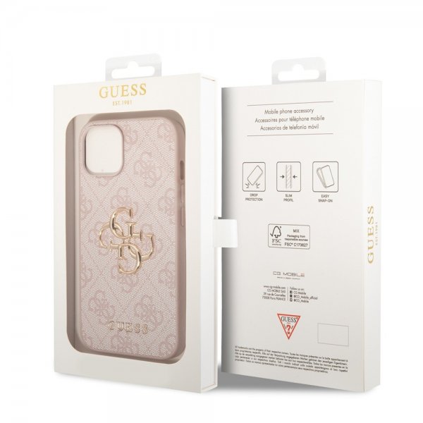 Guess iPhone 15 Cover 4G Logo Rosa