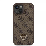Guess iPhone 15 Cover 4G Metal Triangle Strass Brun