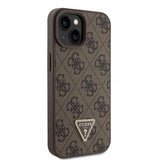 Guess iPhone 15 Cover 4G Metal Triangle Strass Brun