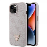 Guess iPhone 15 Cover 4G Metal Triangle Strass Rosa