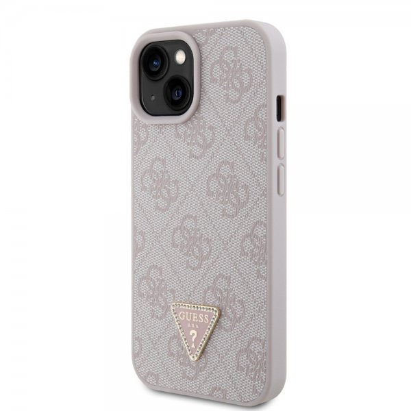 Guess iPhone 15 Cover 4G Metal Triangle Strass Rosa