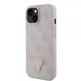 Guess iPhone 15 Cover 4G Metal Triangle Strass Rosa