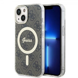 Guess iPhone 15 Cover 4G Pattern MagSafe Brun