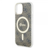 Guess iPhone 15 Cover 4G Pattern MagSafe Brun