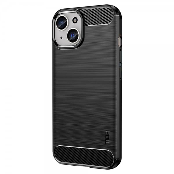 Mofi iPhone 15 Cover Børstet Kulfibertekstur Sort