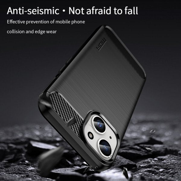 Mofi iPhone 15 Cover Børstet Kulfibertekstur Sort