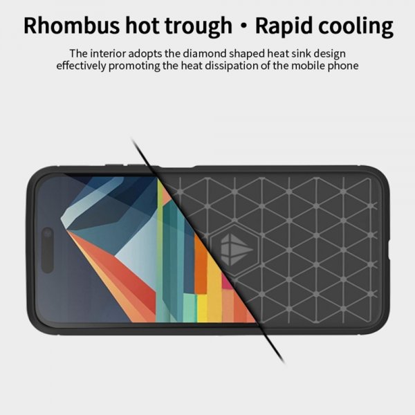 Mofi iPhone 15 Cover Børstet Kulfibertekstur Sort