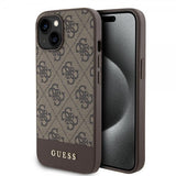 Guess iPhone 15 Cover Bottom Stripe MagSafe Brun