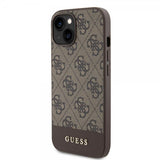 Guess iPhone 15 Cover Bottom Stripe MagSafe Brun