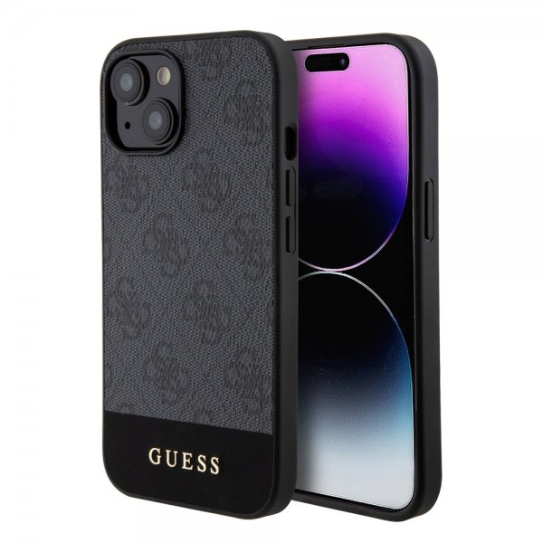 Guess iPhone 15 Cover Bottom Stripe MagSafe Sort