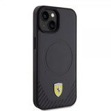 Ferrari iPhone 15 Cover Carbon PU Læder MagSafe Sort