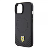Ferrari iPhone 15 Cover Carbon PU Læder MagSafe Sort