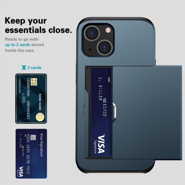 iPhone 15 Cover Card Slide Blå