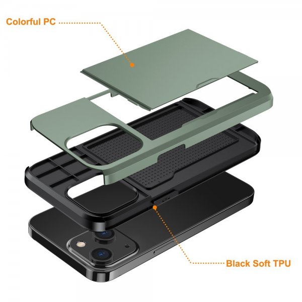 iPhone 15 Cover Card Slide Grøn