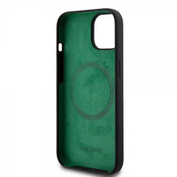 Lacoste iPhone 15 Cover Croc Logo MagSafe Sort