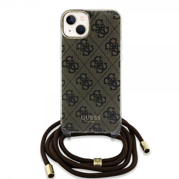 Guess iPhone 15 Cover Crossbody Cord Brun