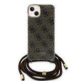 Guess iPhone 15 Cover Crossbody Cord Brun