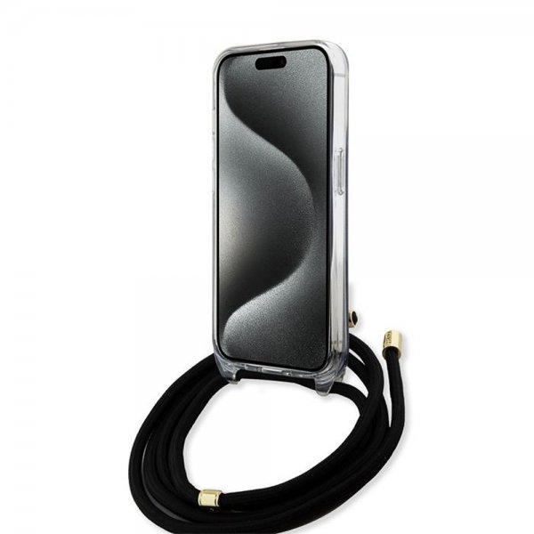 Guess iPhone 15 Cover Crossbody Cord Sort